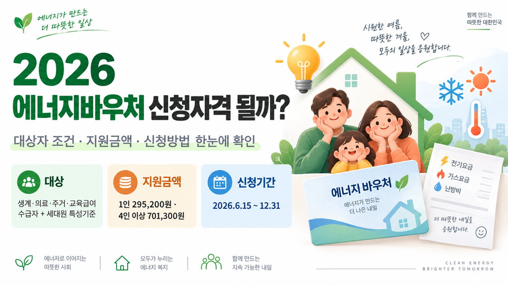 2026 에너지바우처 신청자격 될까? 대상자 조건·지원금액·신청방법 한눈에 확인