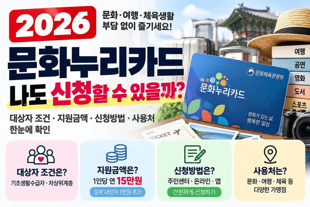 2026 문화누리카드 신청 방법｜대상자 조건·지원금액·사용처 한눈에 확인