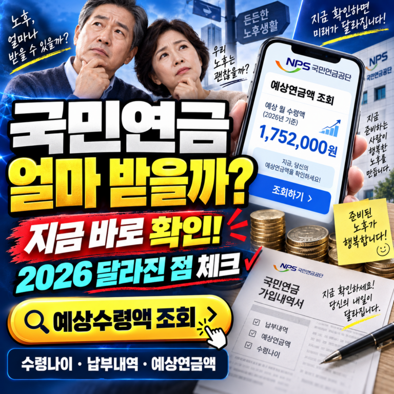 2026 국민연금 예상수령액 조회 방법|내 연금 얼마 받을지 미리 확인하세요 5 2026 국민연금 예상수령액 조회 방법|내 연금 얼마 받을지 미리 확인하세요