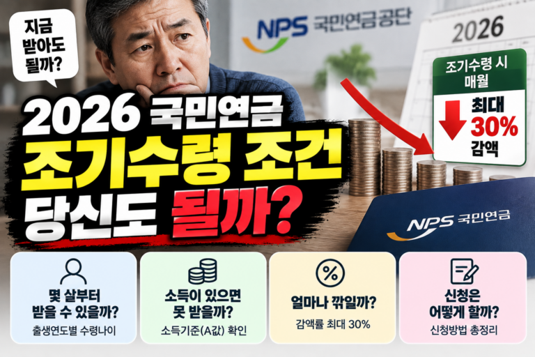 2026 국민연금 조기수령 조건 될까? 나이·소득기준·감액률 한눈에 확인 4 2026 국민연금 조기수령 조건 될까? 나이·소득기준·감액률 한눈에 확인