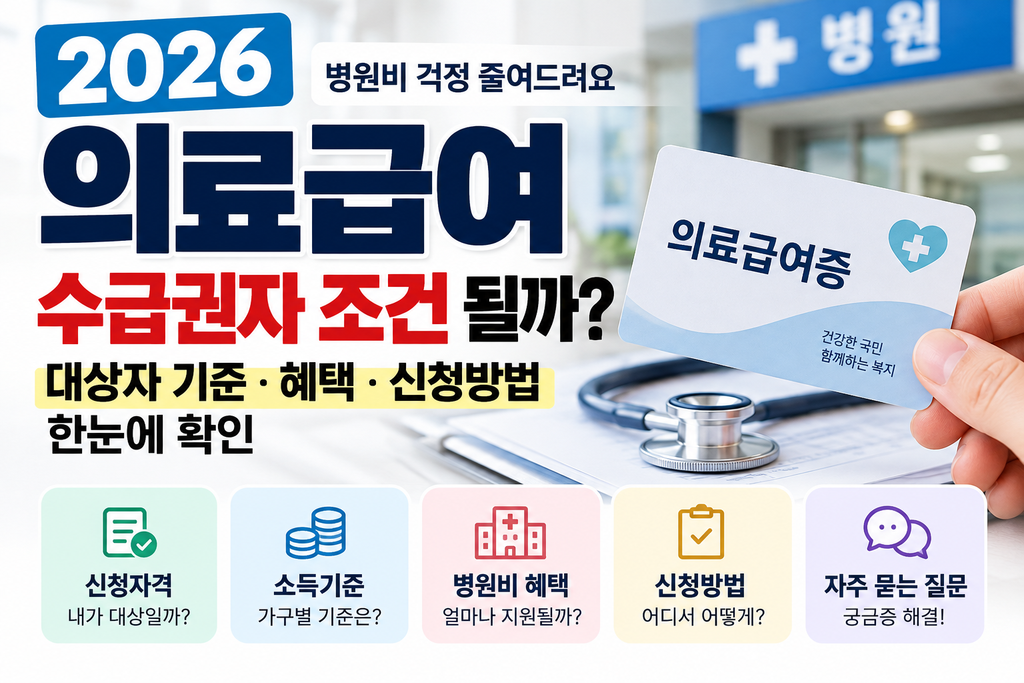 2026 의료급여 수급권자 조건 될까? 대상자 기준·혜택·신청방법 한눈에 확인
