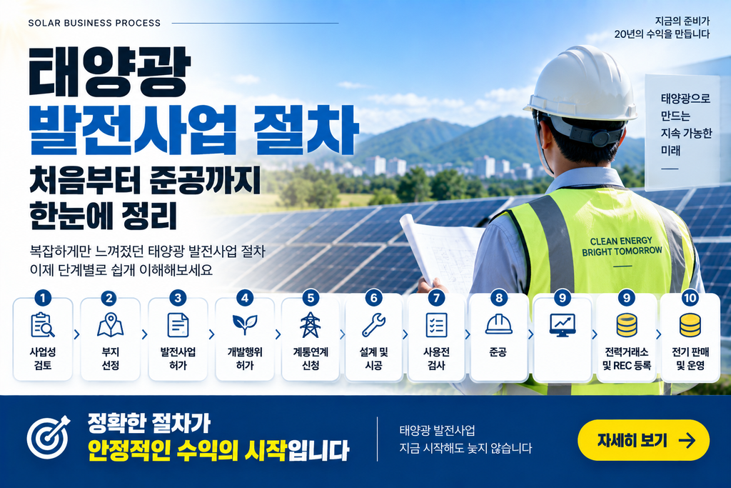 태양광 발전사업 절차 처음부터 준공까지 한눈에 정리