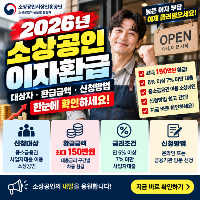 2026 소상공인 이자환급|대상자·환급금액·신청방법 한눈에 확인 9 2026 소상공인 이자환급|대상자·환급금액·신청방법 한눈에 확인