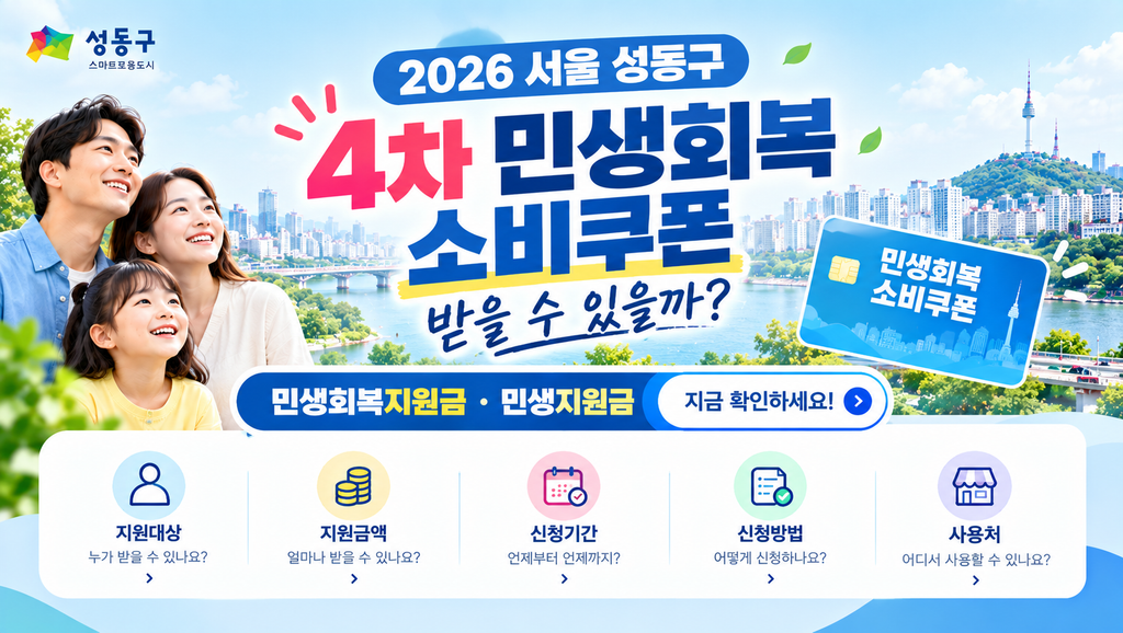 2026 서울 성동구 4차 민생회복 소비쿠폰 받을 수 있을까? 민생회복지원금·민생지원금 지금 확인하세요 1 2026 서울 성동구 4차 민생회복 소비쿠폰 받을 수 있을까? 민생회복지원금·민생지원금 지금 확인하세요