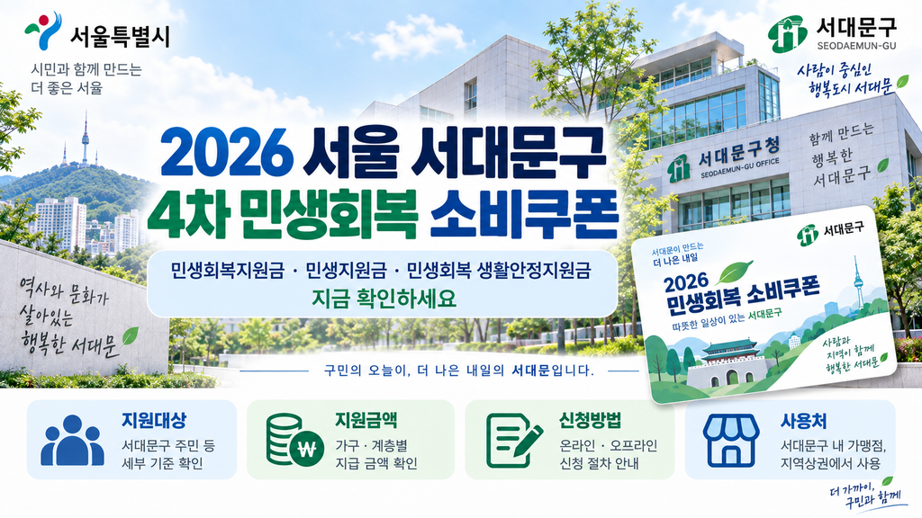 2026 서울 서대문구 4차 민생회복 소비쿠폰 받을 수 있을까? 민생회복지원금·민생지원금·민생회복 생활안정지원금 지금 확인하세요 1 2026 서울 서대문구 4차 민생회복 소비쿠폰 받을 수 있을까? 민생회복지원금·민생지원금·민생회복 생활안정지원금 지금 확인하세요