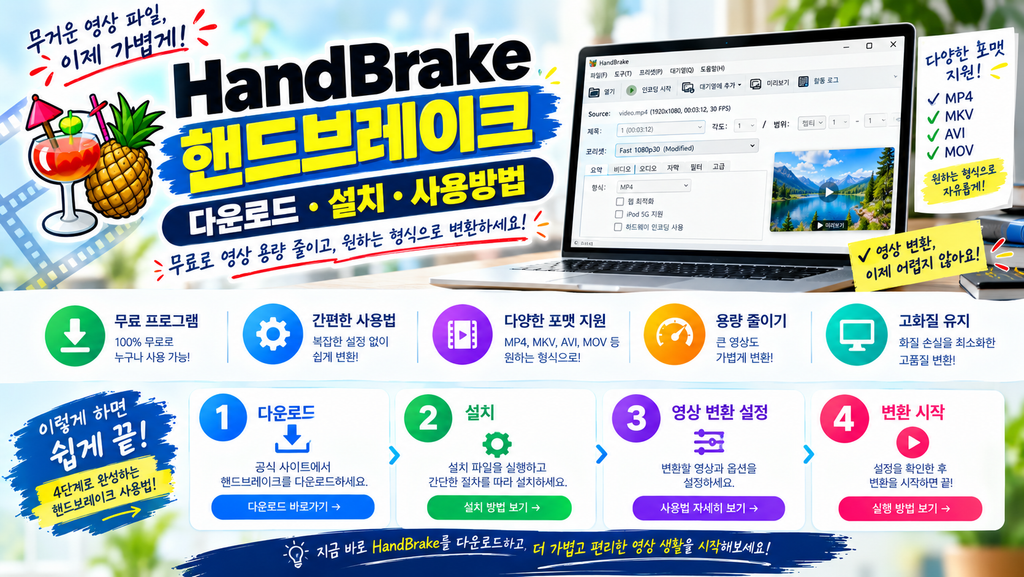 HandBrake 핸드브레이크 다운로드 설치 사용방법