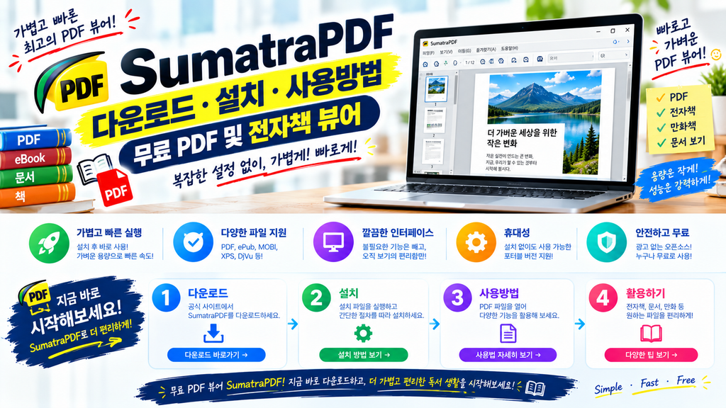 SumatraPDF 다운로드 설치 사용방법 무료 PDF 및 전자책 뷰어 1 SumatraPDF 다운로드 설치 사용방법 무료 PDF 및 전자책 뷰어