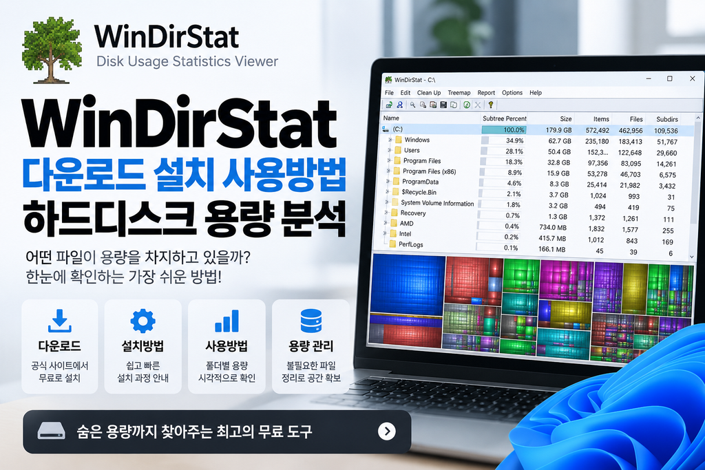 WinDirStat 다운로드 설치 사용방법|하드디스크 용량 분석 1 WinDirStat 다운로드 설치
