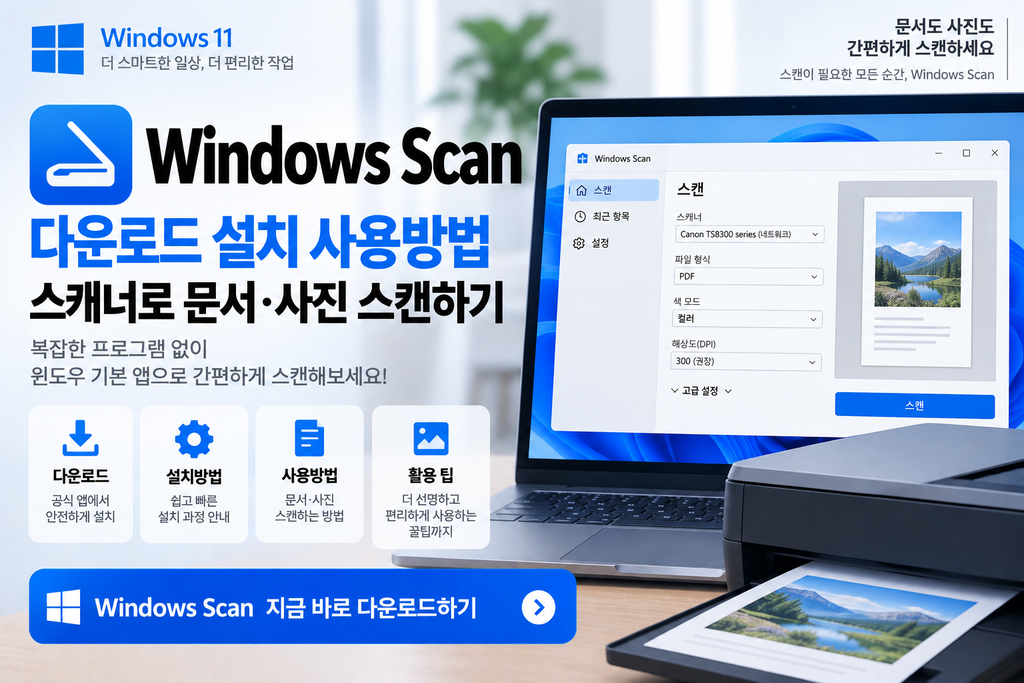 Windows Scan 다운로드 설치 사용방법|스캐너로 문서·사진 스캔하기 1 Windows Scan 다운로드 설치