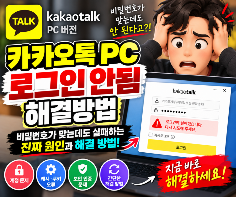 카카오톡 PC 로그인 안됨 해결방법|비밀번호가 맞는데도 실패하는 원인 7 카카오톡 PC 로그인 안됨 해결방법|비밀번호가 맞는데도 실패하는 원인