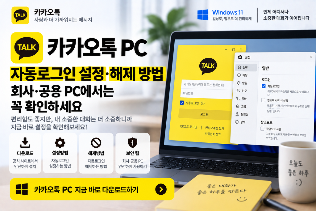 카카오톡 PC 자동로그인 설정·해제 방법|회사·공용 PC에서는 꼭 확인하세요 1 카카오톡 PC 자동로그인 설정·해제 방법|회사·공용 PC에서는 꼭 확인하세요