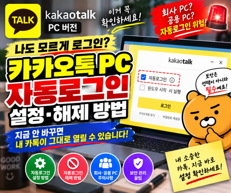 카카오톡 PC 자동로그인 설정·해제 방법|회사·공용 PC에서는 꼭 확인하세요 6 카카오톡 PC 자동로그인 설정·해제 방법|회사·공용 PC에서는 꼭 확인하세요