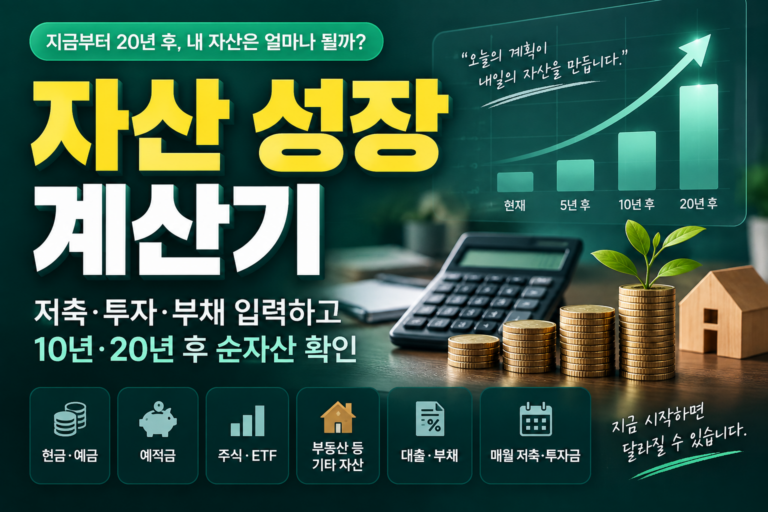 자산 성장 계산기|저축·투자·부채 입력하고 10년·20년 후 순자산 확인 4 자산 성장 계산기|저축·투자·부채 입력하고 10년·20년 후 순자산 확인