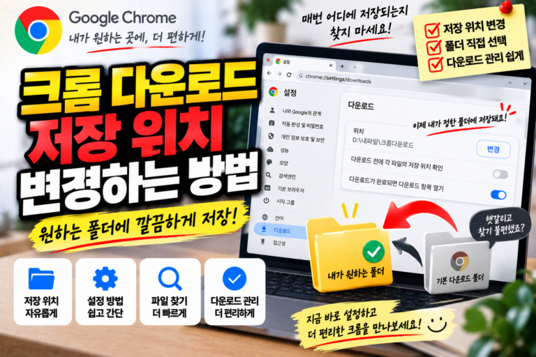 크롬 다운로드 위치 변경 방법|파일 저장 폴더 원하는 곳으로 설정하기 7 크롬 다운로드 위치 변경 방법|파일 저장 폴더 원하는 곳으로 설정하기