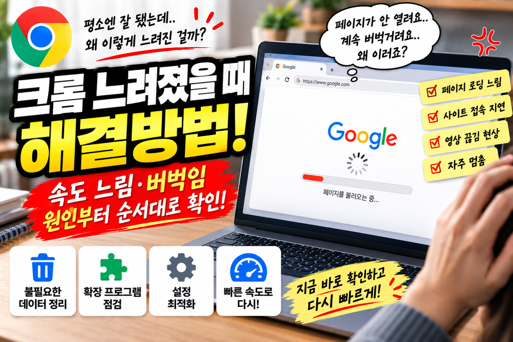 크롬 느려졌을 때 해결방법|속도 느림·버벅임 원인부터 순서대로 확인 1 크롬 느려졌을 때 해결방법|속도 느림·버벅임 원인부터 순서대로 확인