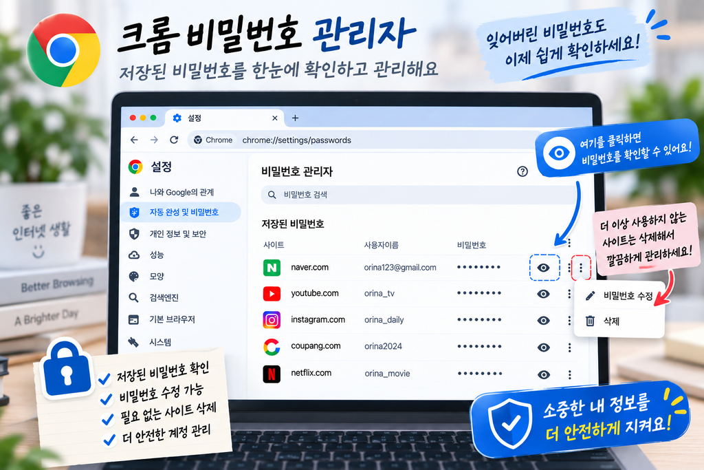 크롬 비밀번호 저장·확인 방법|저장된 비밀번호 보고 관리하는 방법 3 크롬 비밀번호 저장·확인 방법1