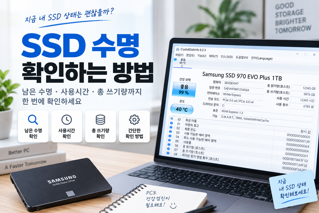 SSD 수명 확인하는 방법|남은 수명·사용시간·총 쓰기량 확인 1 SSD 수명 확인하는 방법|남은 수명·사용시간·총 쓰기량 확인