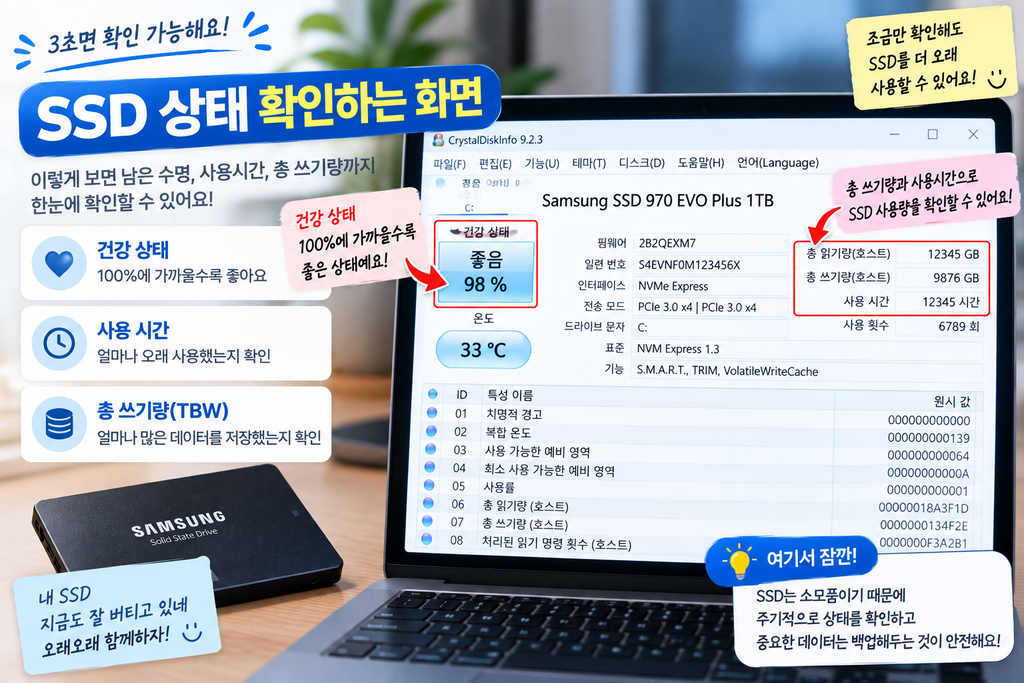SSD 수명 확인하는 방법|남은 수명·사용시간·총 쓰기량 확인 3 SSD 수명 확인하는 방법2