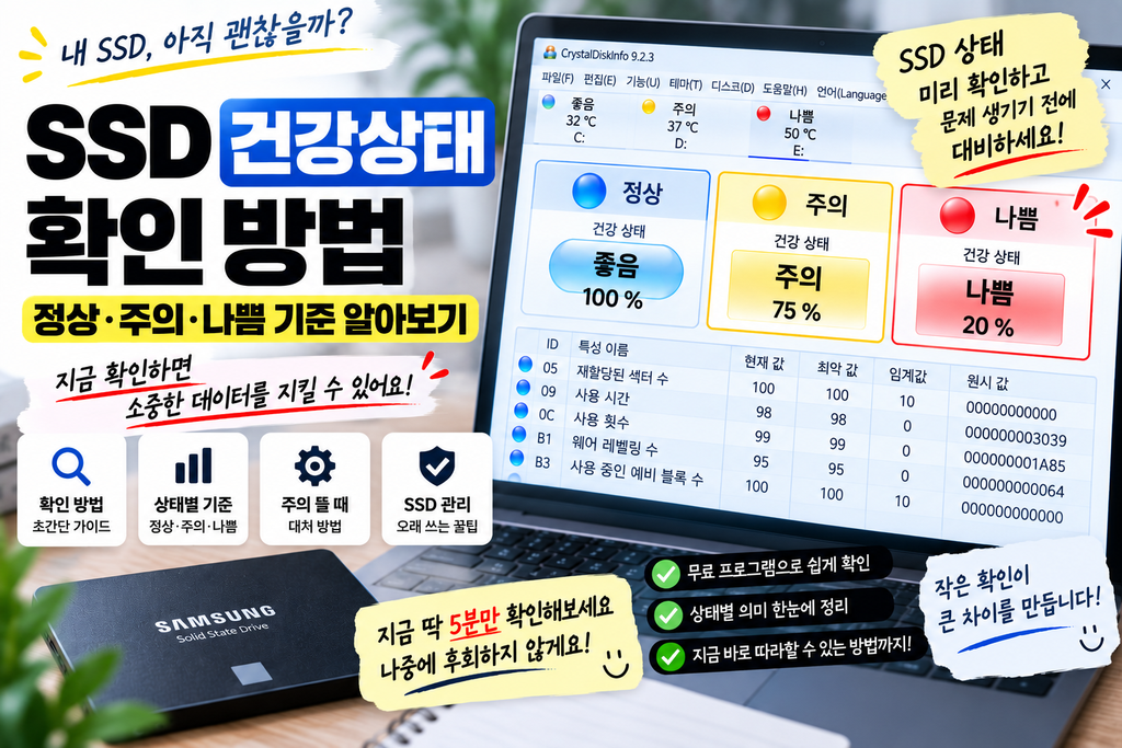 SSD 건강상태 확인 방법|정상·주의·나쁨 기준 알아보기 1 SSD 건강상태 확인 방법|정상·주의·나쁨 기준 알아보기