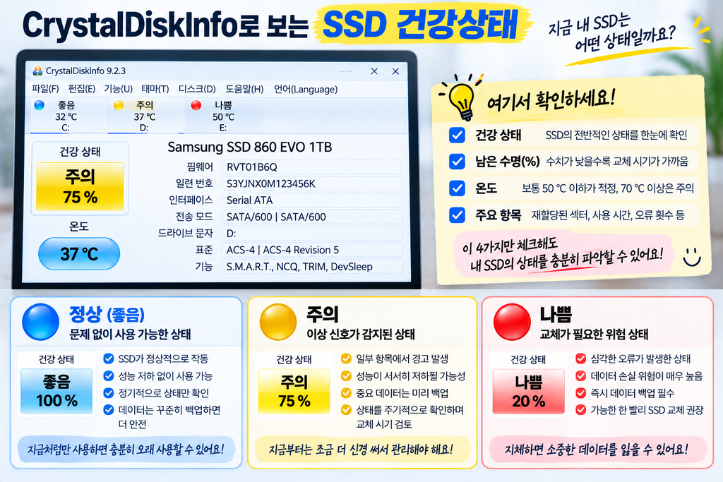 SSD 건강상태 확인 방법|정상·주의·나쁨 기준 알아보기 2 SSD 건강상태 확인 방법