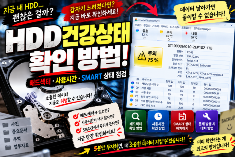 HDD 건강상태 확인 방법|배드섹터·사용시간·SMART 상태 점검 8 HDD 건강상태 확인 방법|배드섹터·사용시간·SMART 상태 점검