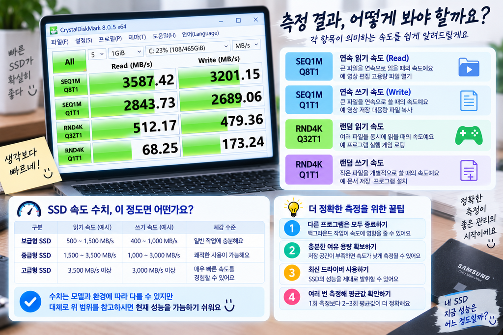 CrystalDiskMark로 SSD 속도 측정하는 방법|읽기·쓰기 속도 확인하기 3 CrystalDiskMark로 SSD 속도 측정하는 방법1