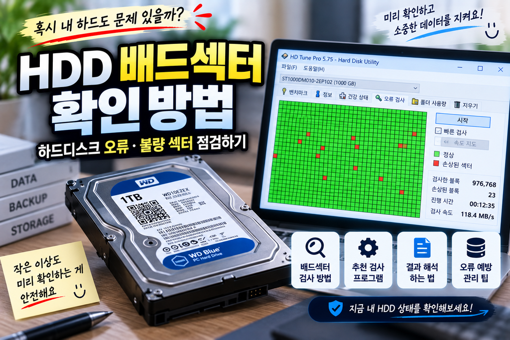 HDD 배드섹터 확인 방법|하드디스크 오류·불량 섹터 점검하기 1 HDD 배드섹터 확인 방법|하드디스크 오류·불량 섹터 점검하기