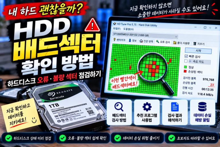 HDD 배드섹터 확인 방법|하드디스크 오류·불량 섹터 점검하기
