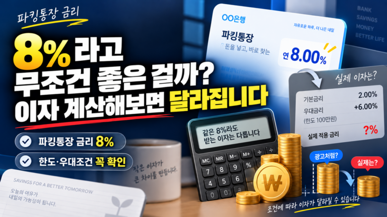 파킹통장 금리 8%라고 무조건 좋은 걸까? 이자 계산해보면 달라집니다 9 파킹통장 금리 8%라고 무조건 좋은 걸까? 이자 계산해보면 달라집니다