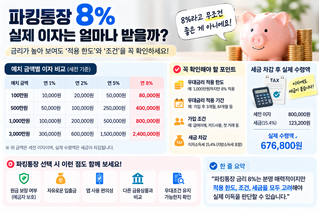 파킹통장 금리 8%라고 무조건 좋은 걸까? 이자 계산해보면 달라집니다 2 파킹통장 실제 이자 얼마?