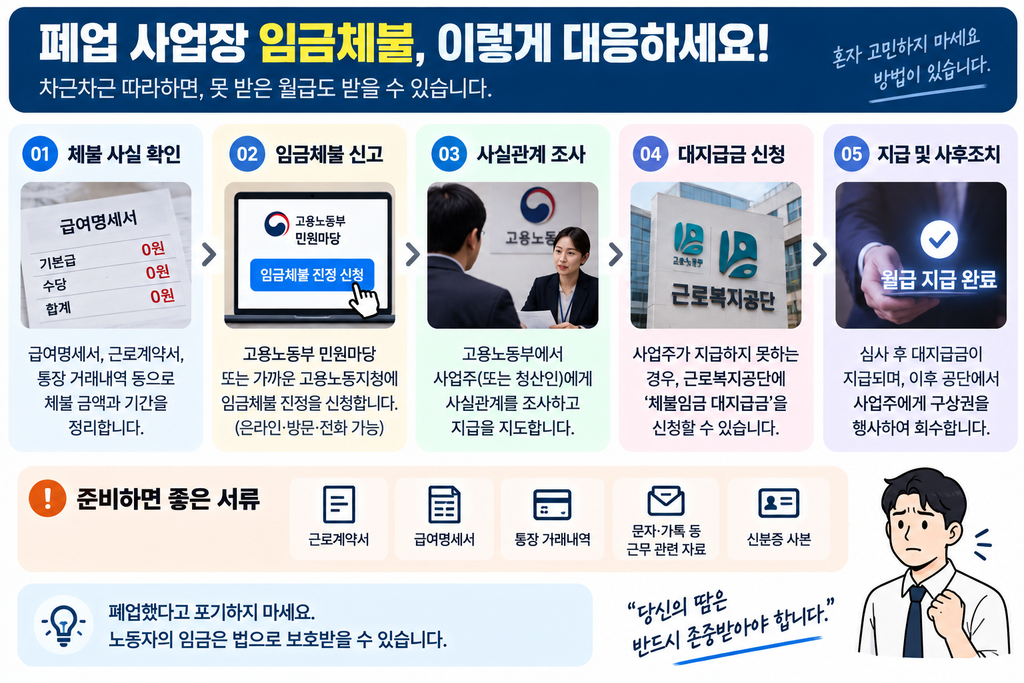 회사가 문 닫았는데 월급 못 받았다면? 폐업 사업장 임금체불 대처방법 2 임금체불 대응