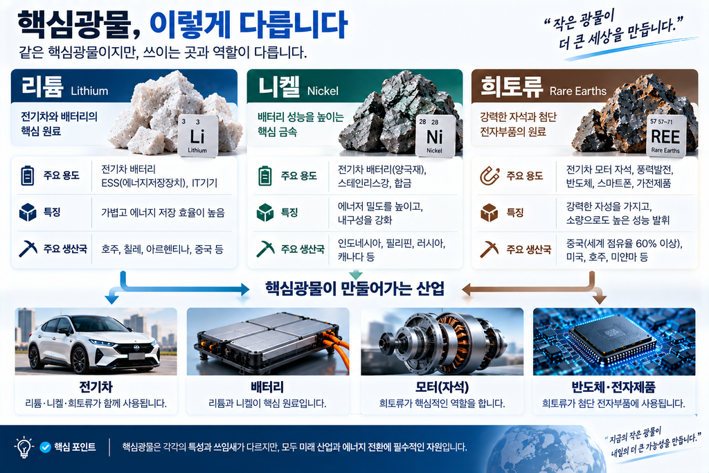 핵심광물이란 무엇일까? 리튬·니켈·희토류 차이 정리 2 핵심광물