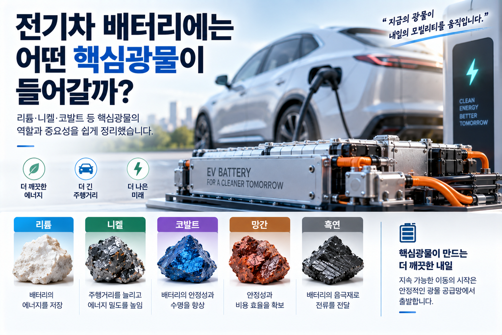 전기차 배터리에는 어떤 핵심광물이 들어갈까? 리튬·니켈·코발트 쉽게 정리 1 전기차 배터리에는 어떤 핵심광물이 들어갈까? 리튬·니켈·코발트 쉽게 정리