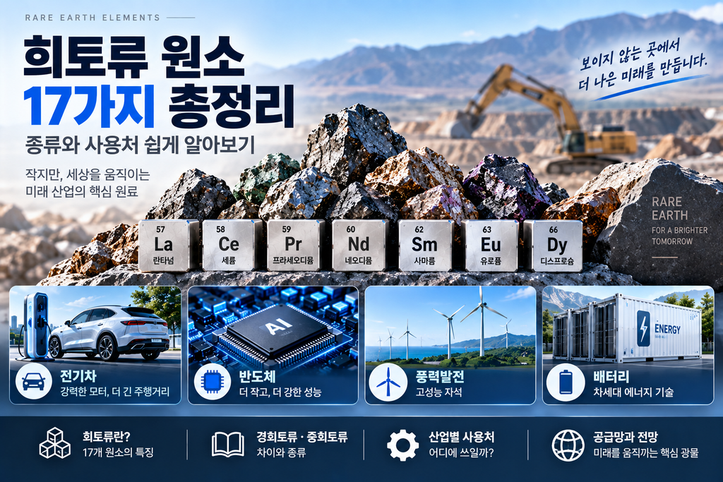 희토류 원소 17가지 총정리｜종류와 사용처 쉽게 알아보기