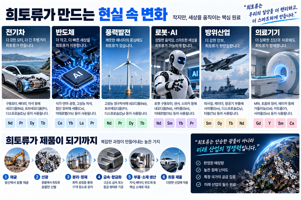 희토류 원소 17가지 총정리|종류와 사용처 쉽게 알아보기 3 희토류가 만드는 현실 속 변화