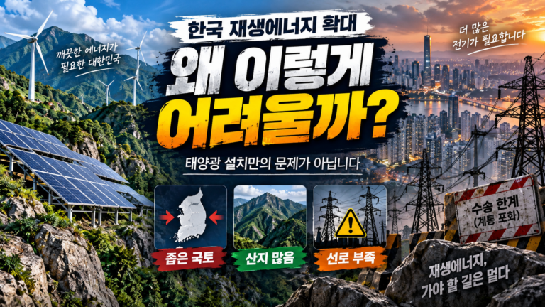 한국은 왜 재생에너지 확대가 어려울까? 좁은 국토·산지·선로 부족이 만드는 한계 4 한국은 왜 재생에너지 확대가 어려울까? 좁은 국토·산지·선로 부족이 만드는 한계