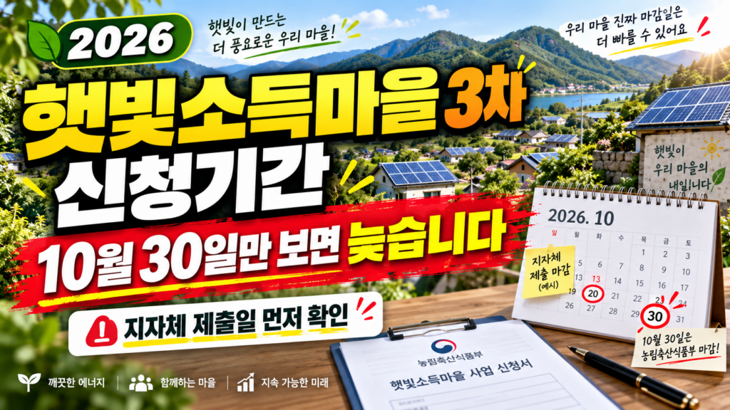 2026 햇빛소득마을 3차 신청기간 언제까지일까? 마을 제출일과 최종 마감일 확인