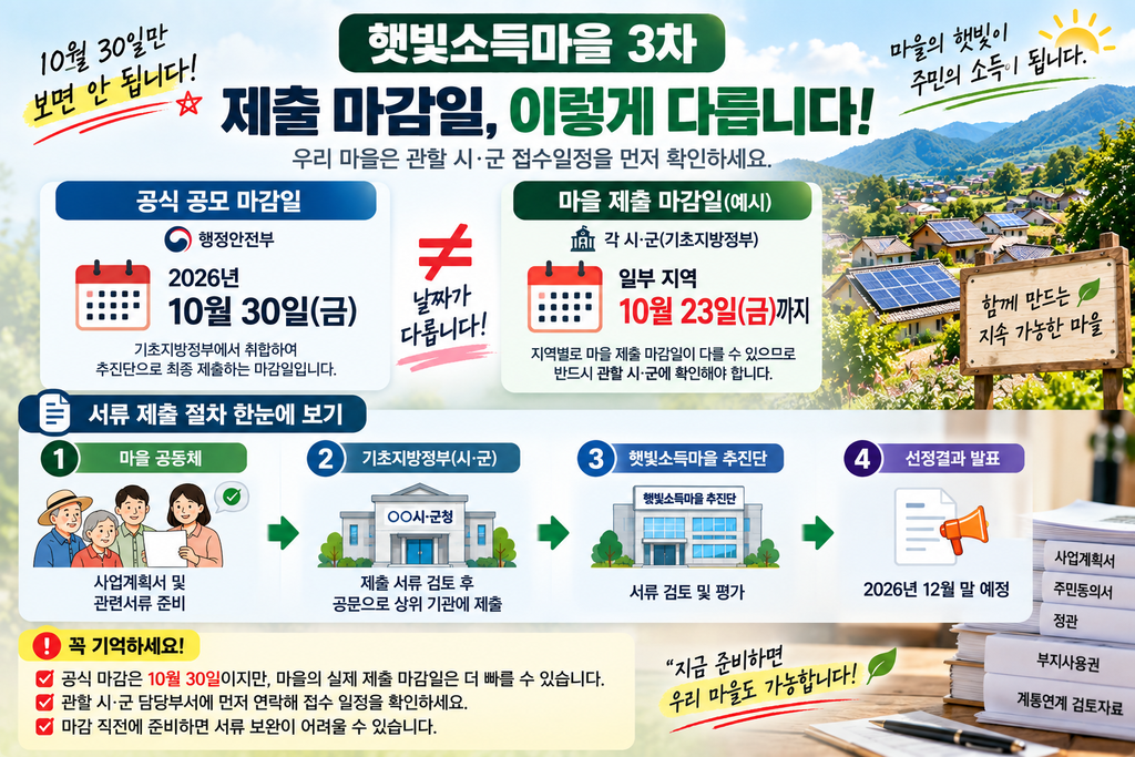2026 햇빛소득마을 3차 신청기간 언제까지일까? 마을 제출일과 최종 마감일 확인 3 햇빛소득마을 3차 제출 마감일