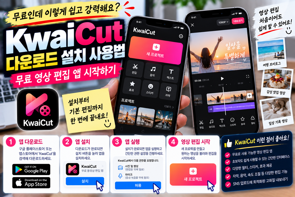 KwaiCut 다운로드 설치 사용법|무료 영상 편집 앱 시작하기 1 KwaiCut 다운로드 설치 사용법|무료 영상 편집 앱 시작하기
