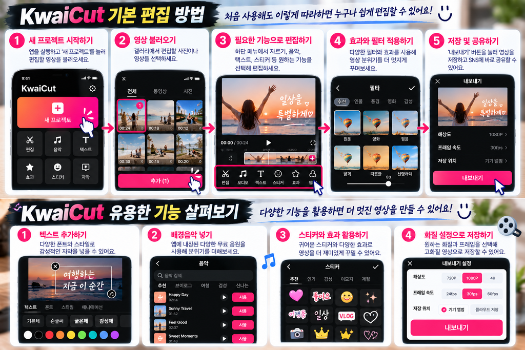KwaiCut 다운로드 설치 사용법|무료 영상 편집 앱 시작하기 2 캡컷 기본 편집