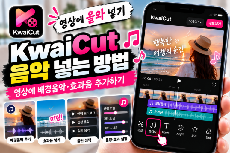 KwaiCut 음악 넣는 방법|영상에 배경음악·효과음 추가하기 2 KwaiCut 음악 넣는 방법|영상에 배경음악·효과음 추가하기