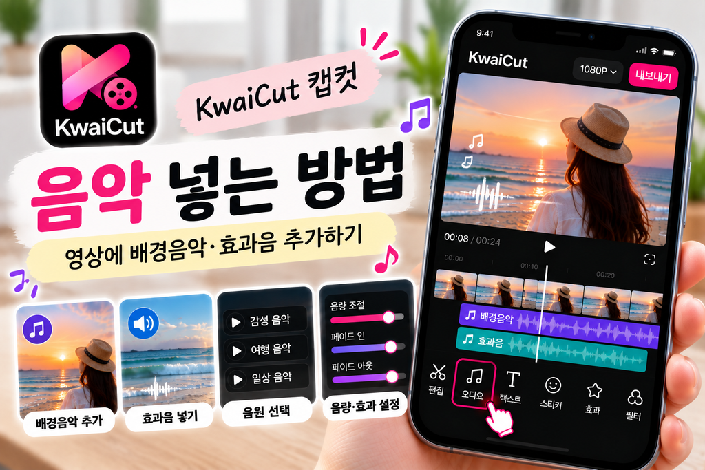 KwaiCut 음악 넣는 방법|영상에 배경음악·효과음 추가하기 1 KwaiCut 음악 넣는 방법|영상에 배경음악·효과음 추가하기