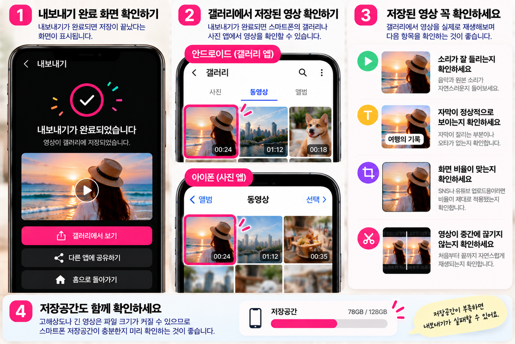 KwaiCut 영상 저장·내보내기 방법|화질·해상도 설정하고 갤러리에 저장하기 3 내보기 후 확인 할것