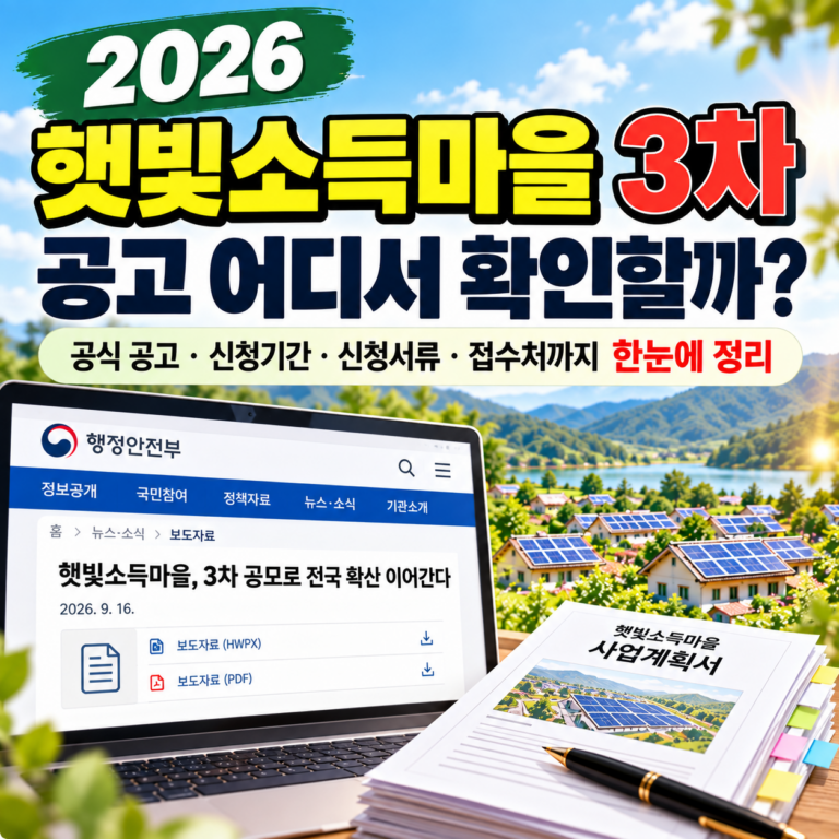 햇빛소득마을 공고 어디서 확인할까? 2026년 3차 공모 내용과 공식 확인 방법 4 햇빛소득마을 공고 어디서 확인할까? 2026년 3차 공모 내용과 공식 확인 방법