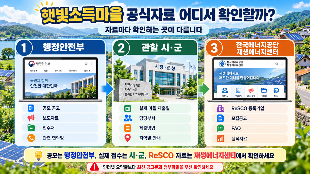 햇빛소득마을 홈페이지 어디일까? 공고·표준정관·관련 자료 확인하는 방법 2 햇빛소득마을 공식자료는 어디서...