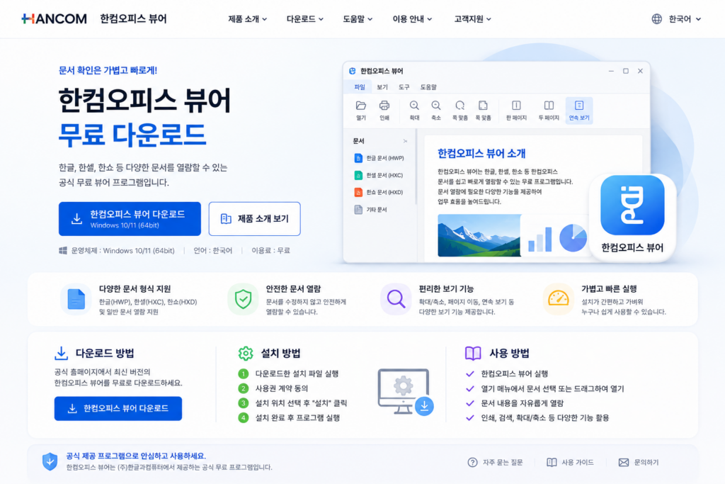 한컴오피스 뷰어 한글뷰어 무료 다운로드 설치방법 사용방법 1 ChatGPT Image 2026년 9월 2일 오전 08 20 51