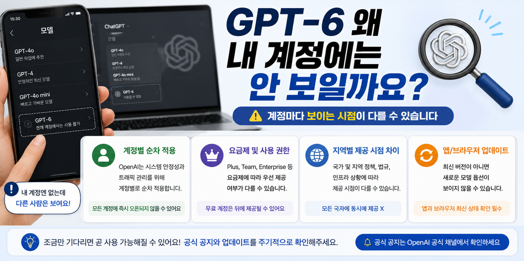 GPT-6 출시됐다는데 왜 나는 안 보일까? 언제부터 사용할 수 있는지 확인해봤습니다 2 ChatGPT Image 2026년 9월 4일 오전 10 37 11