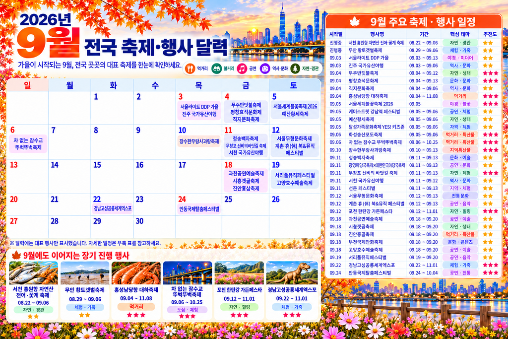 9월 전국 축제.행사 달력