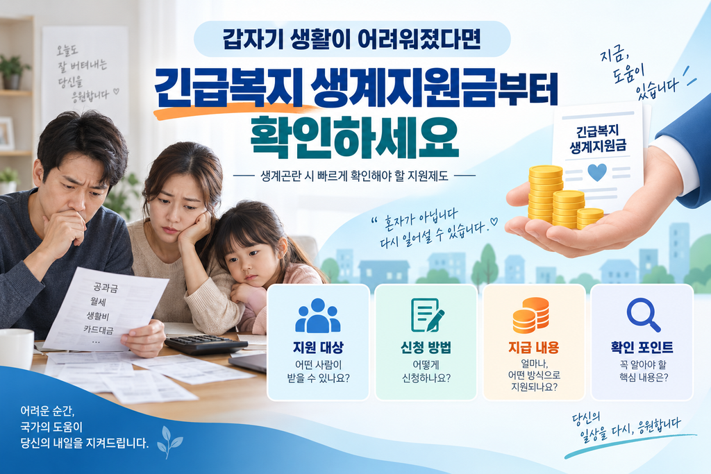 갑자기 생활이 어려워졌다면 긴급복지 생계지원금부터 확인하세요 1 갑자기 생활이 어려워졌다면 긴급복지 생계지원금부터 확인하세요