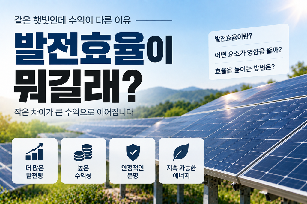 발전효율이 뭐길래 같은 태양광인데 수익이 달라질까요